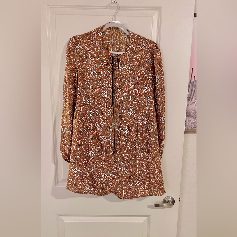 Burnt Orange Floral Print Romper Size XL